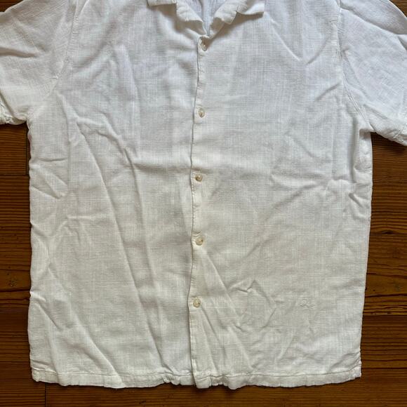 Porter & Ash white linen blend short sleeve button up shirt SIZE XL - Picture 2 of 4
